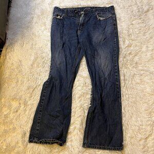 Stafford Signature Men's Boot Cut Denim Blue Jeans 36w 32L Zipper